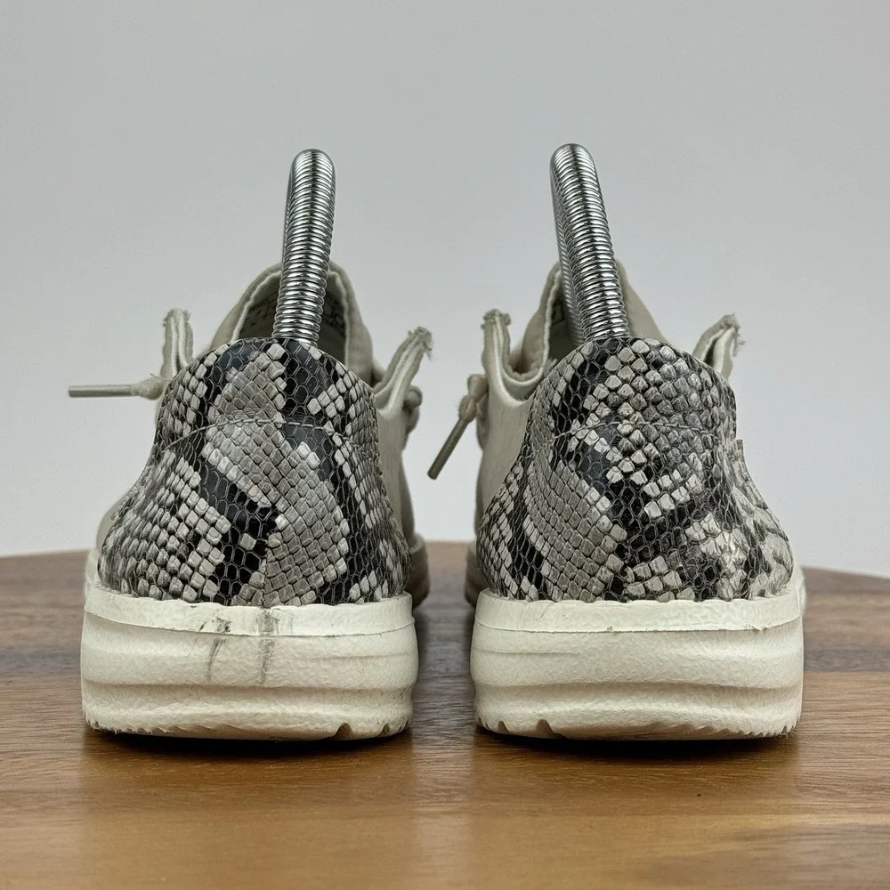 Womens Hey Dude Wendy‎ Python Snakeskin Beige Casual Loafers Shoes Size 7 M